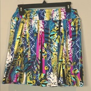 Dona Jo Tennis Pickleball Golf Skirt Colorful Tropical Pattern Size 2 or Large
